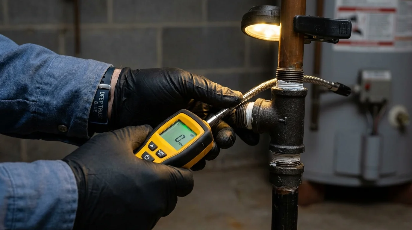 Gas leak detection with electronic sniffer by Johns Plumbing LLC in Harper Woods