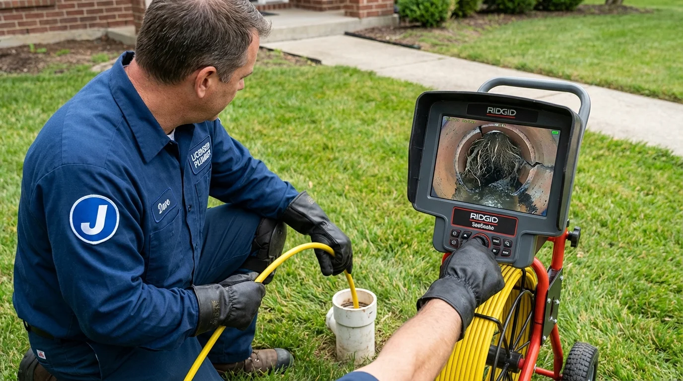 Sewer camera inspection being performed by Johns Plumbing LLC in Harper Woods
